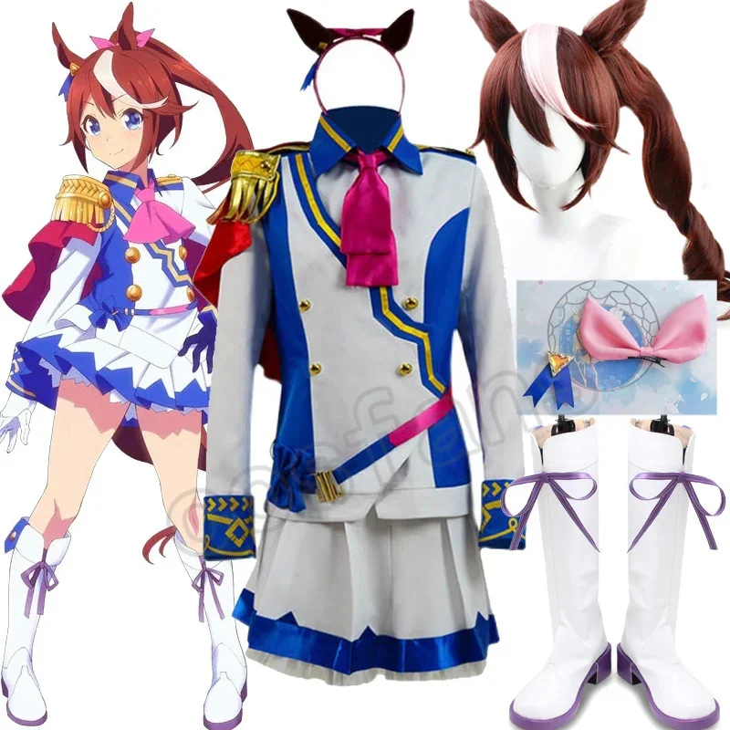 

New Umamusume Pretty Derby Cosplay Costume A Musume Tokai Com Cosplay Ears Tail headdress shoes wigs Uniform for Women Dress