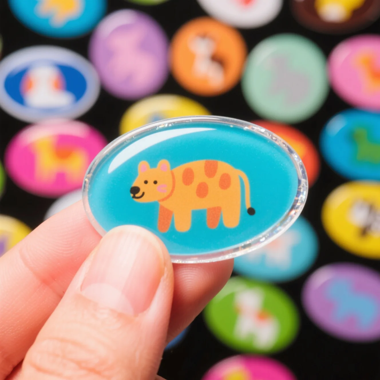 

Custom Logo Printing Available For Our High-Gloss Epoxy Dome Stickers