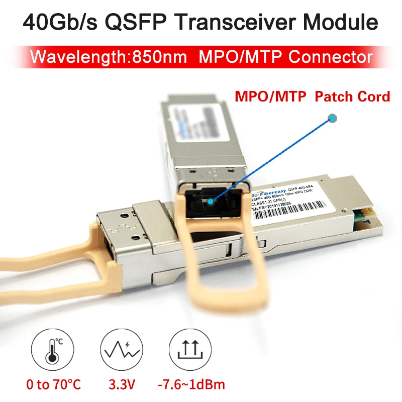 Imagem -04 - Qsfp Fibra Switch Módulo 40gbase-sr4 850nm Mpo Mtp Mmf Qsfp Transceptor Óptico Módulo Compatível Huawei Cisco Qsfp40g-sr4 40gb