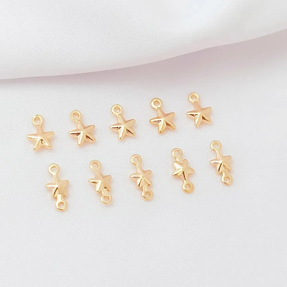 

10 Pieces 14K Gold-plated Pearl Five-pointed Star Double Ring Small Link Double Pendant Bracelet Necklace DIY Jewelry Accessorie
