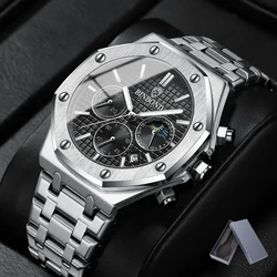 BINBOND Quality Men Watch Luxury High Man Quartz Wristwatch Waterproof Luminous Date Stainless Steel Men's Watches Casual Clock