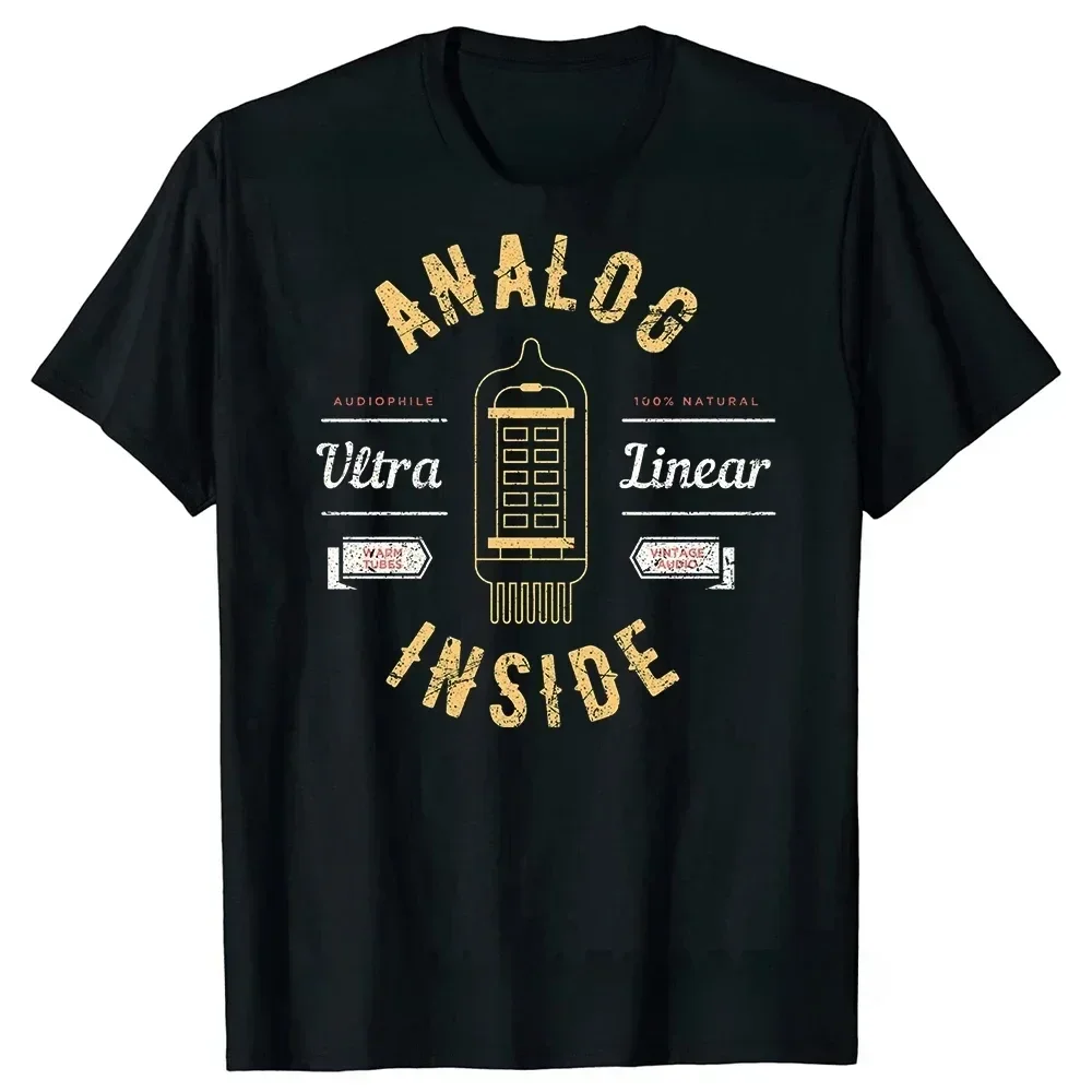 Vintage VU Meter Sound Engineer Analog Electronic O-Neck Cotton T Shirt Men Audio Engineer Recording Studio Funny Tshits Men Top