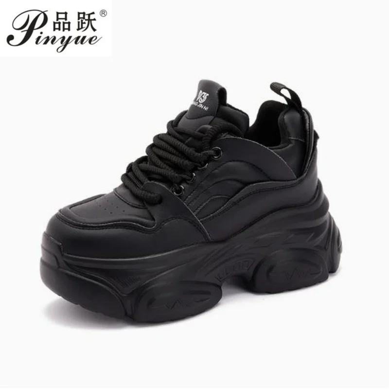

8cm Microfiber Leather Chunky Sneaker Loafer Spring Autumn Platform Wedge Vulcanize Vulcanize High Bran Women Shoes 33-39