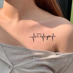 1pc Creative Heart Beat Line Waterproof Temporary Tattoo Sticker Heart Rhythm Fake Tatto Neck Wrist Tattoo for Girls Men