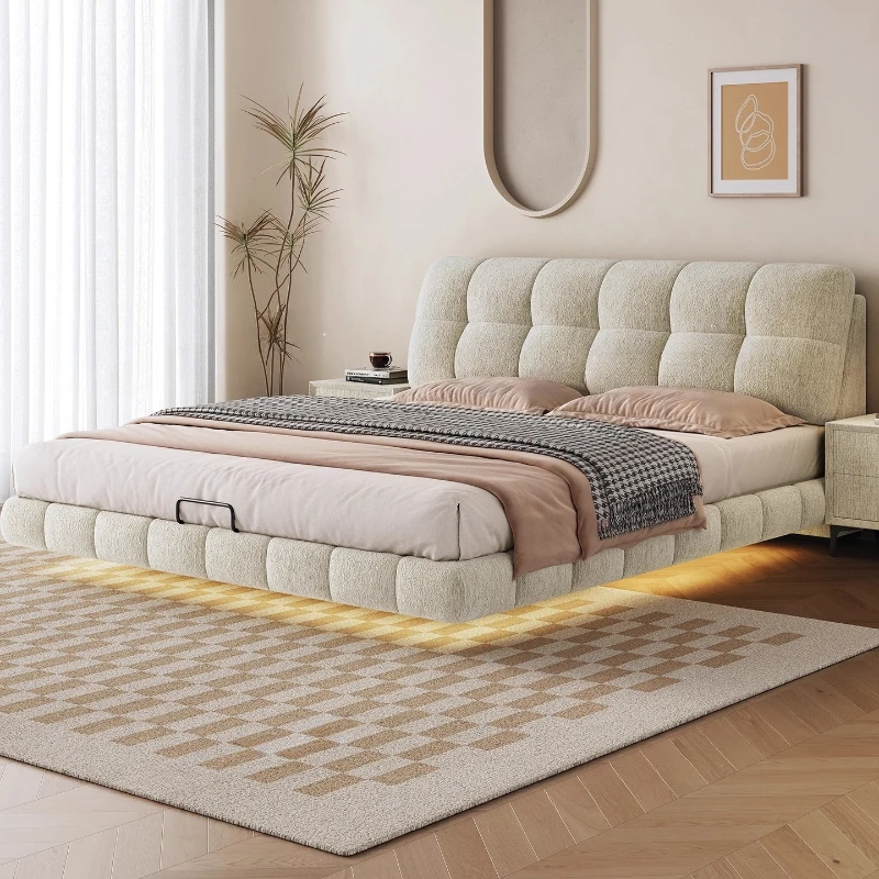 

luxury modern floating bed bedframe 150x200cm 180x200cm 220x200cm king size with headboard bedroom beds cosy furniture for home