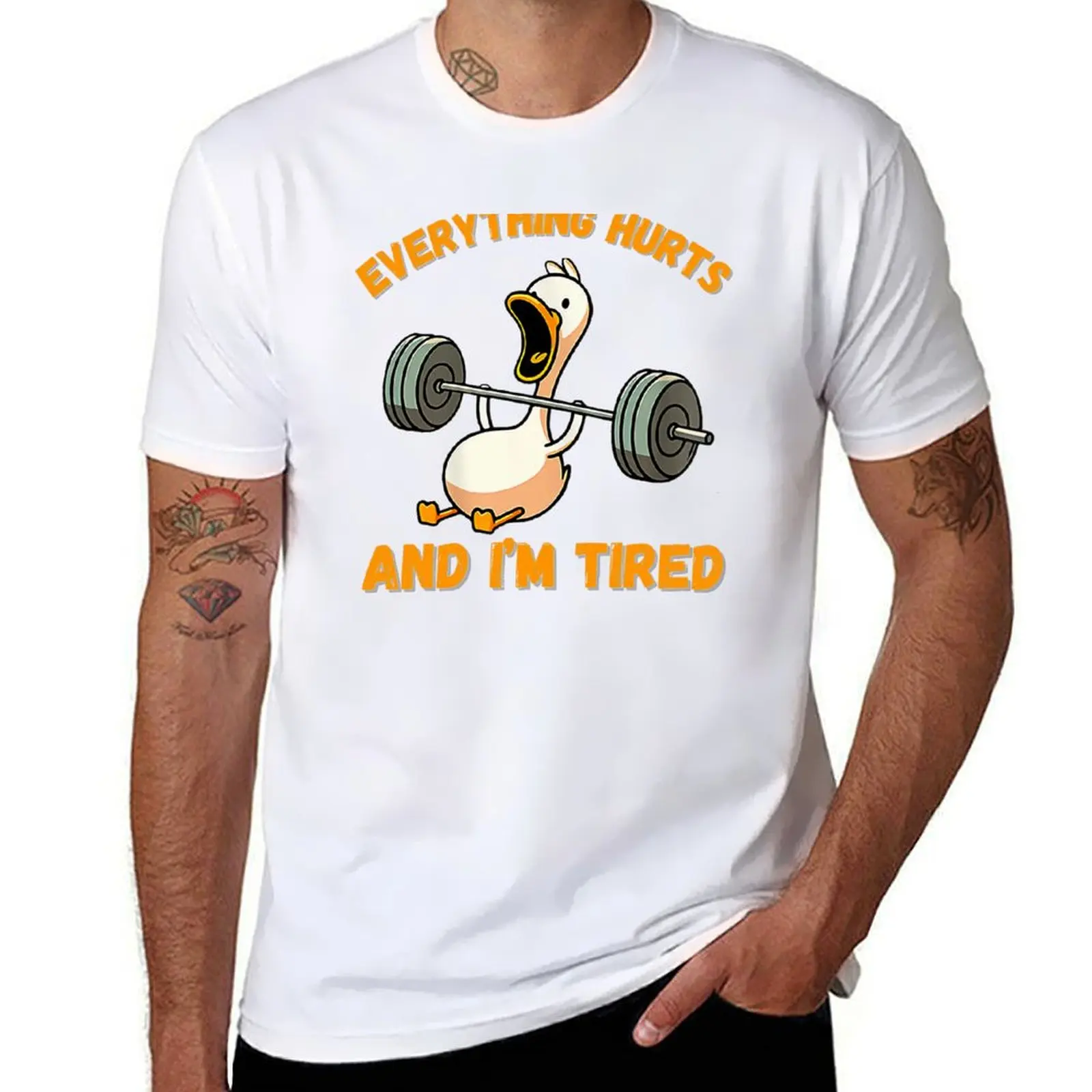 

Everything Hurts And I'm Tired Duck Funny T-Shirt Athletic Fit Sports Short Sleeve Top