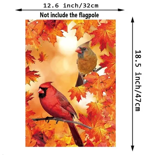 GAGEC Male Female Northern Cardinal Fall House Flag Leaves Bird Burlap Vertical XXH LLP LLX uui