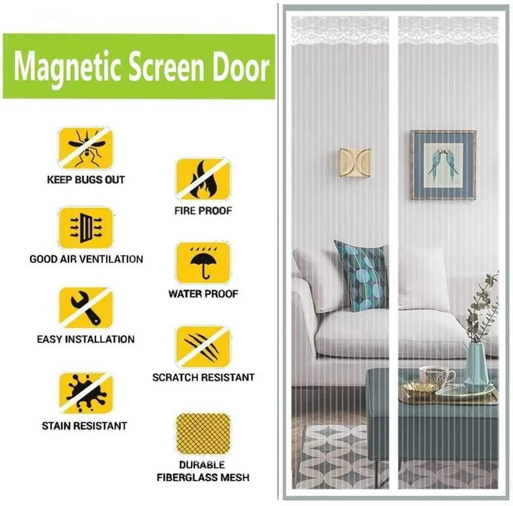 120 x 210cm/120 x 250cm/140 x 240cm Large size Summer Anti Mosquito Insect Fly Bug Curtains Magnetic Net Mesh Door Screen