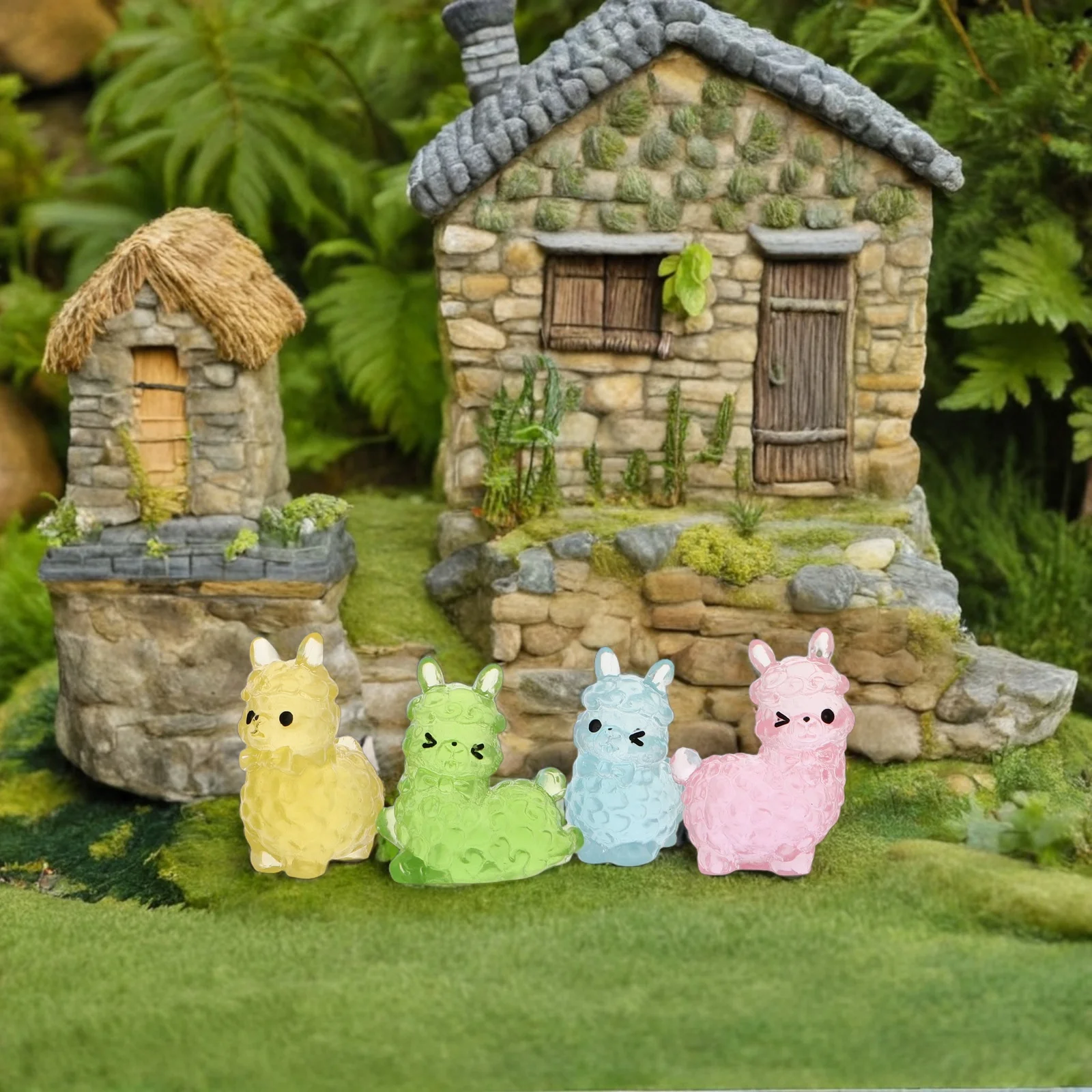 12 قطعة من زخارف موضوع الألبكة لطاولة حوض السمك، تماثيل بيت الدمى اللطيفة على شكل حيوانات، المنمنمات #4