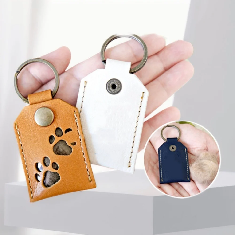 حقيبة تخزين شعر الحيوانات الأليفة المحمولة قلادة مفتاح سلسلة القط الكلب الفراء الحاويات شفافة تذكارية كيرينغ لمحفظة تذكارية عاطفية #4