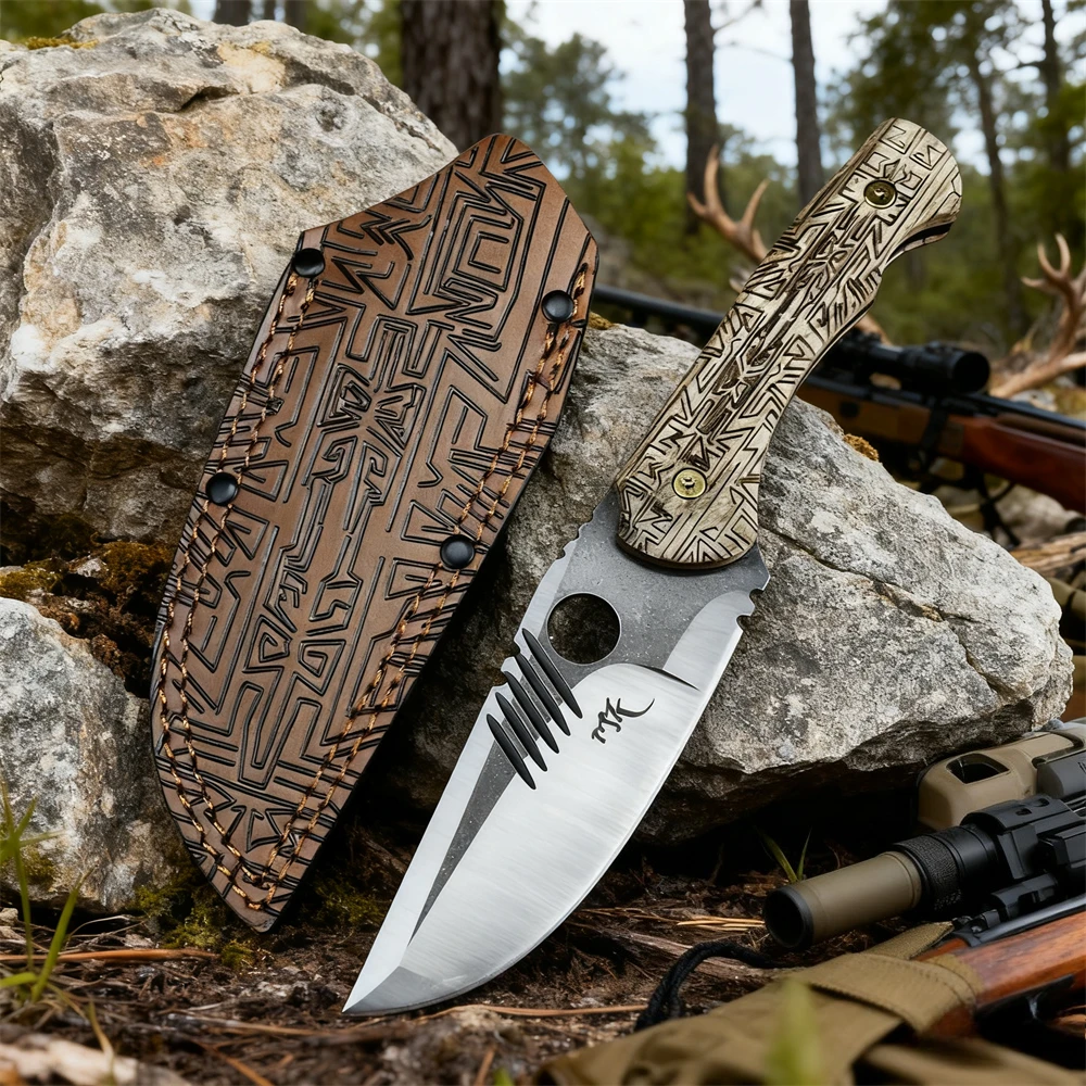 

Top Tactical Fixed-blade Knife with Sheath High-hardness 8Cr13Mov Steel Blade G10 Handle Outdoor Hunting Survival Essential Tool