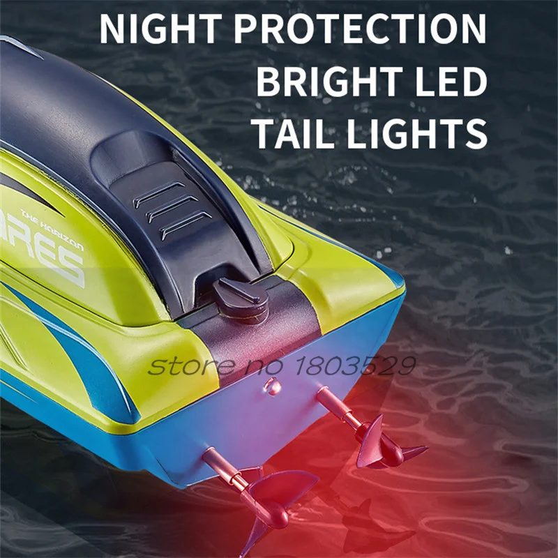 Alarme inteligente de alta velocidade mini controle sem fio lancha 2.4g ajuste direção à prova dwaterproof água anti colisão casco iluminação led barco rc