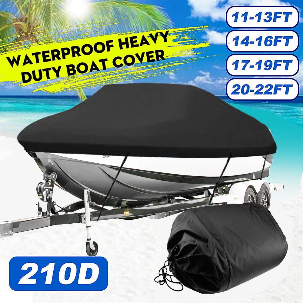 Multiple Specifications Black Heavy Duty Fishing Ski Boat Cover Waterproof Sunproof UV Protector Boat Mooring Cover