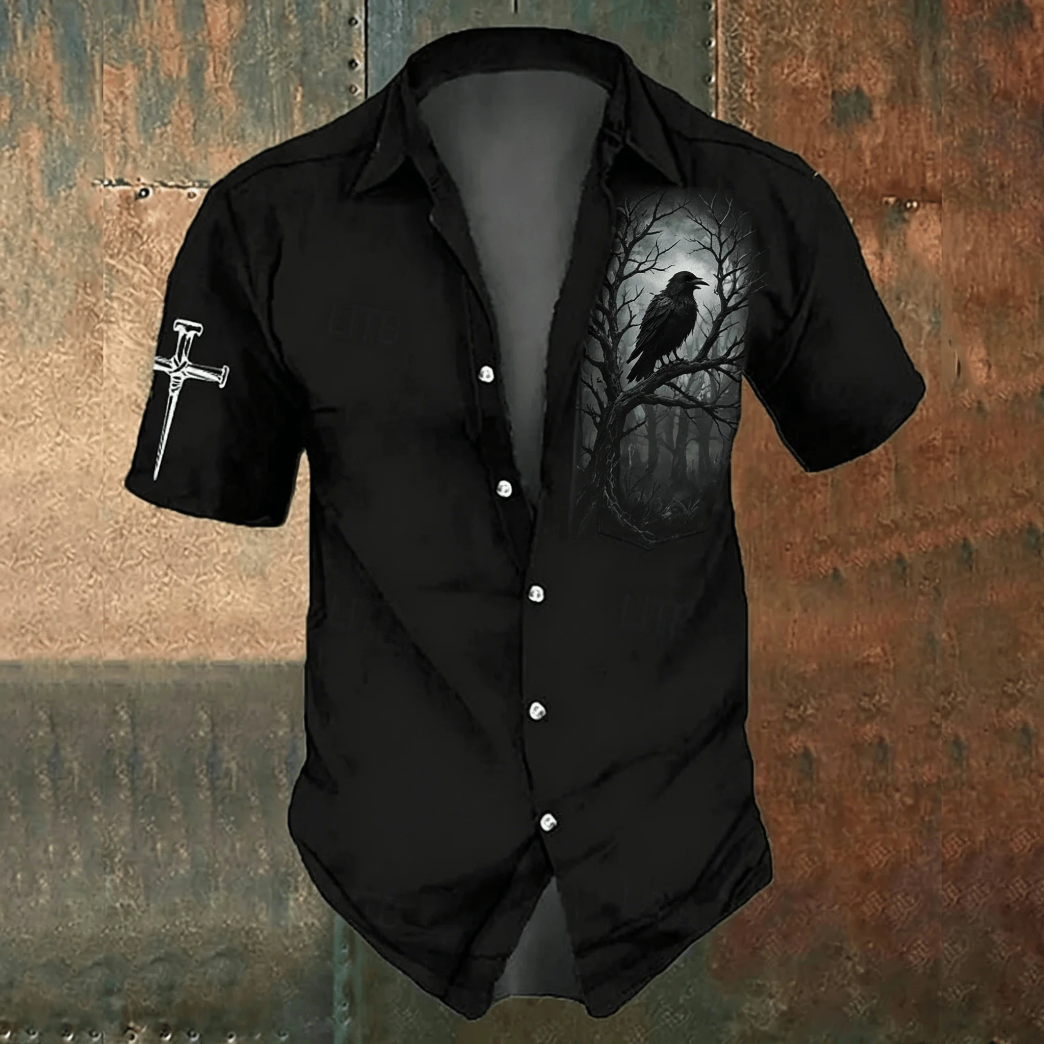 Men's Black Cross Print Casual - огляд і ціна Men'S Gothic Formal Wear