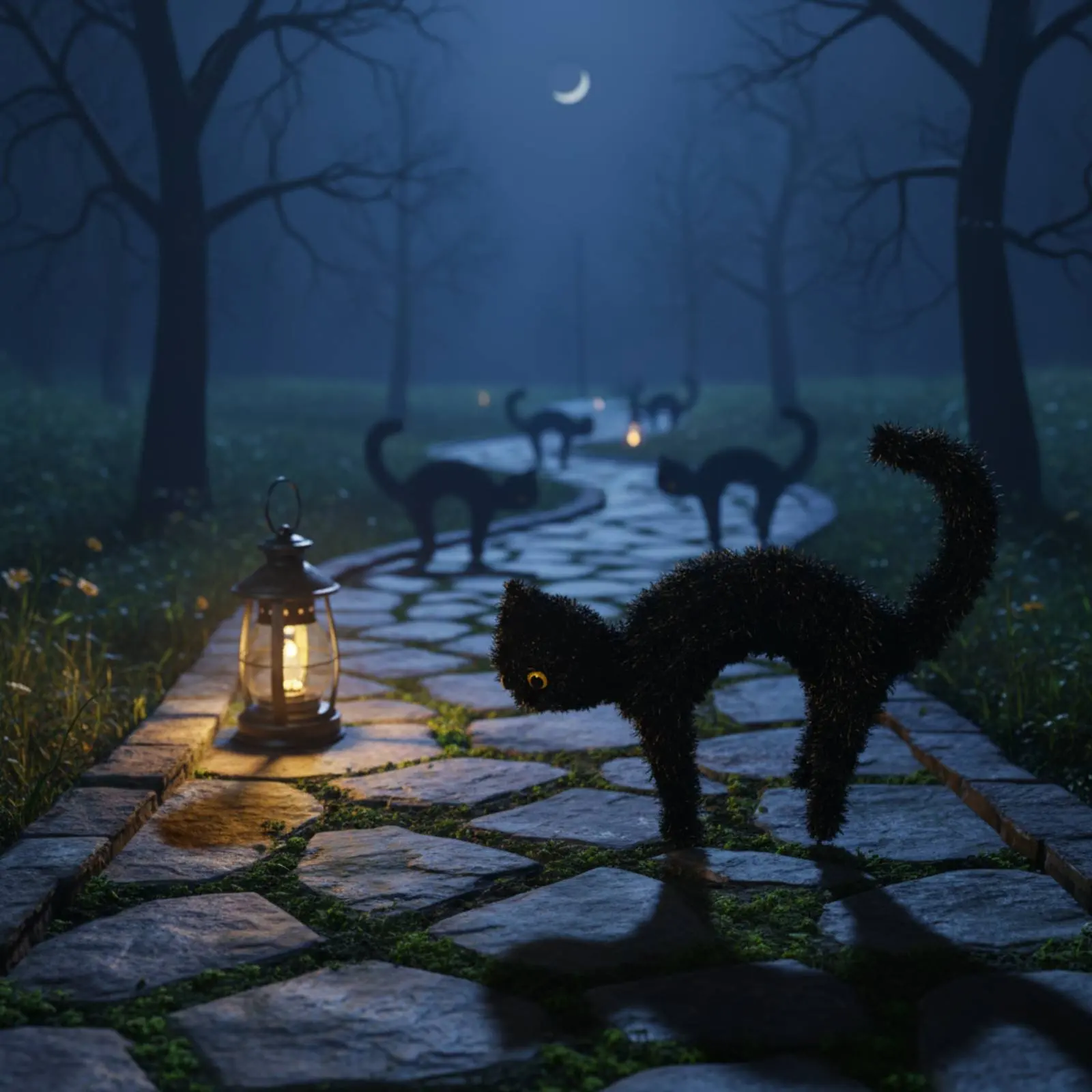 3 Pieces Black Cat Lawn Stake Weatherproof Black Cat Outline Long-Lasting Easy to Install