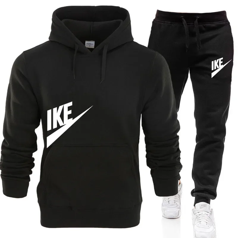 Nuevo conjunto de ropa deportiva para correr de otoño e invierno para hombres y mujeres, sudadera con capucha y pantalones de calle a la moda, conjunto de 2 piezas