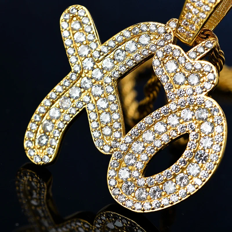 

Hip Hop AAA Zircon Heart XO Necklace Iced Out Bling CZ Full Score 100 Pendant Tennis Chain Men Rap Birthday's Jewelry