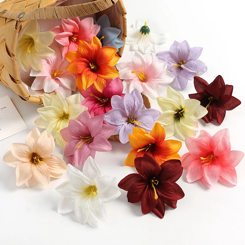 5/10pcs künstliche 9cm Seiden köpfe Blumen Hochzeit Haus Zimmer Garten Dekoration Braut Lilie DIY gefälschte Blume Sammelalbum Zubehör – Detail 1
