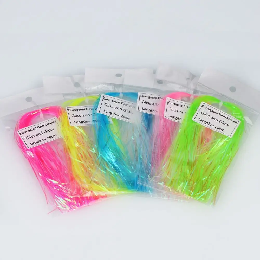 Fish Scale Corrugated Flash Strands Simulates Fly Fishing Tying Flash Tinsel 1mm Width Streamer Gliss Glow Strands Saltwater