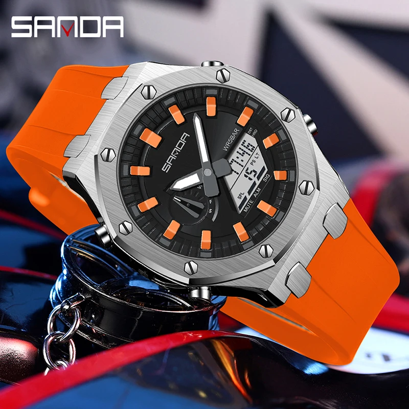 Sanda-relógio digital masculino de estilo g, estilo militar, esportes, à prova d\'água, eletrônico, para exterior