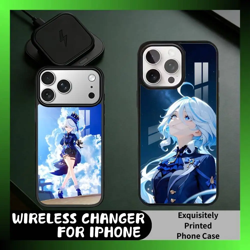 

FuFu Gen-shin F-FURINA Phone Case For iPhone17,16,15,14,13 Plus,Pro Max Magnetic For Magsafe Wireless Charging