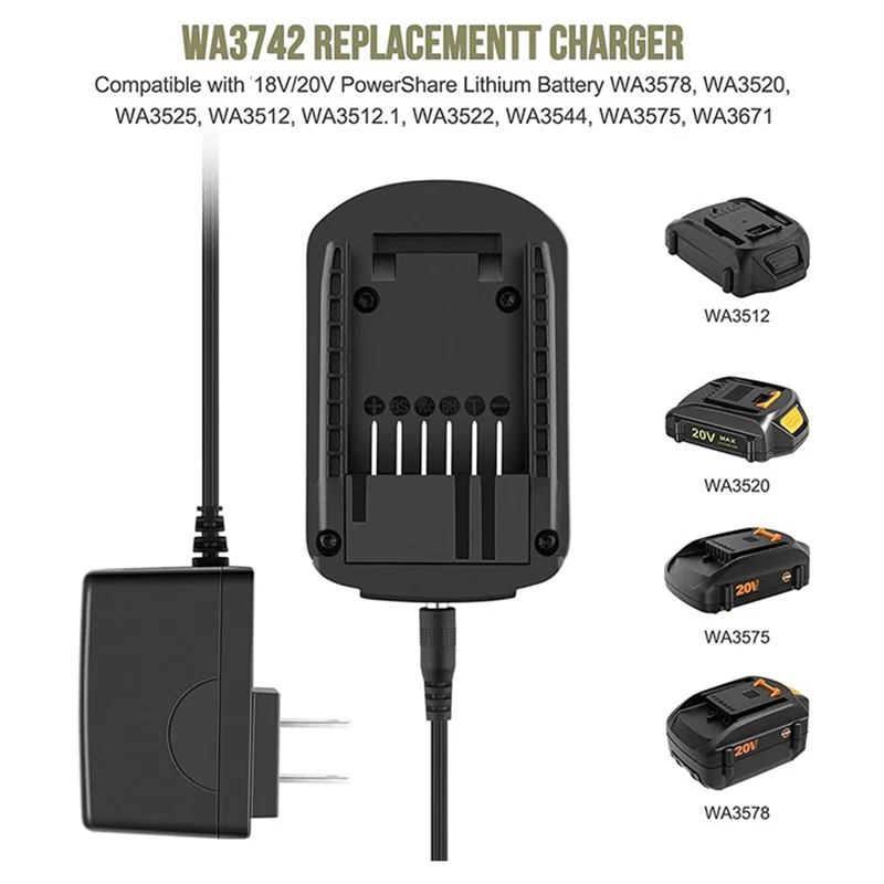 WA3732 Charger WA3742 20V Battery Charger for 20V Lithium Battery WA3578 WA3525 WA3520 WA3575(EU Plug)