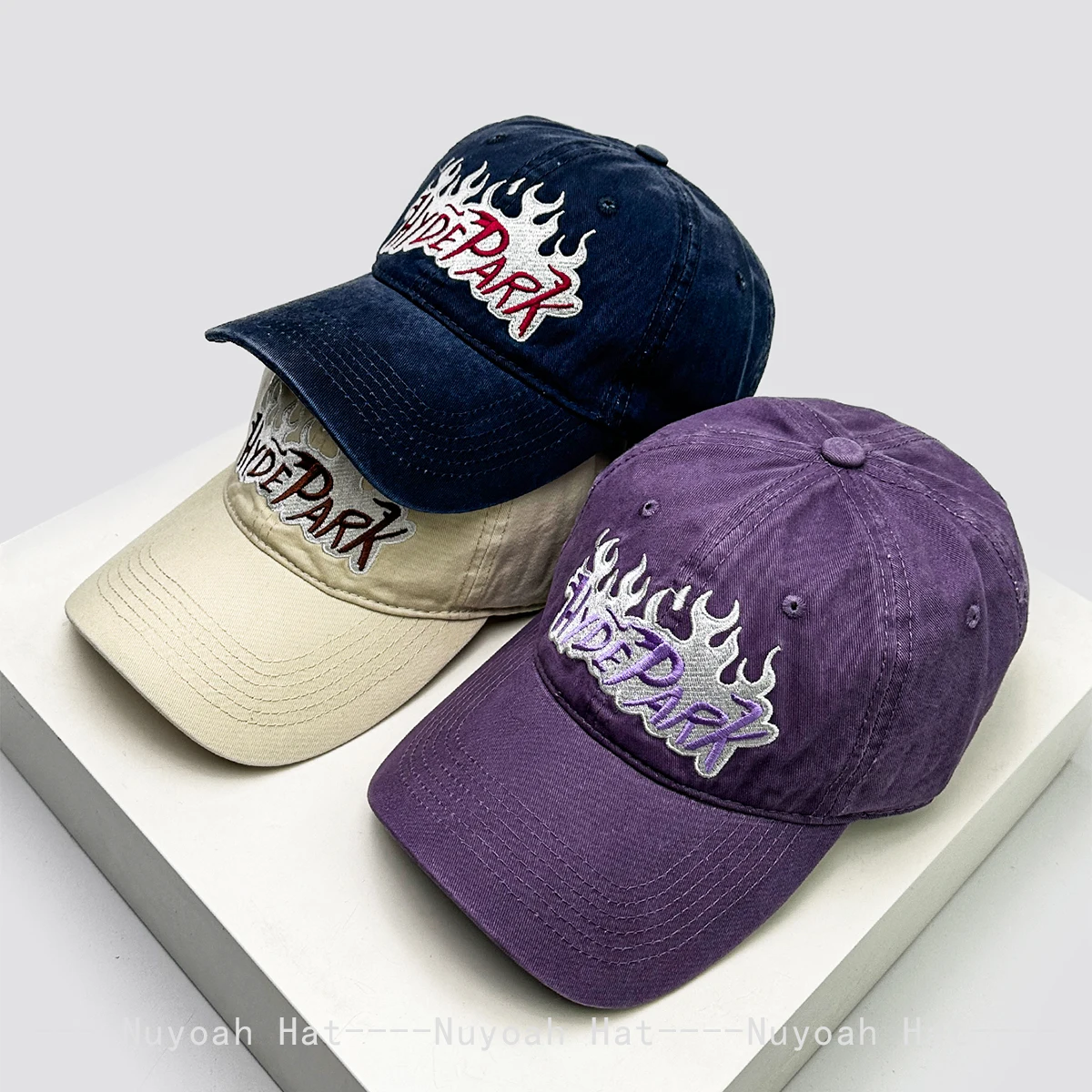 

New Men Women American Retro Letter Flame Embroidery Simple Baseball Hats Sunshade Personal Versatile Peaked Caps Fashion ins