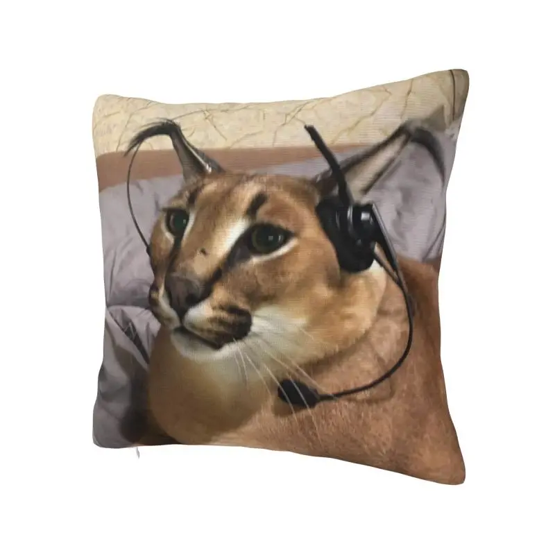 Luxury Big Floppa Cushion Cover 45x45cm Polyester Funny Caracal Cat Pillow for Sofa Square Pillowcase Living Room Decoration