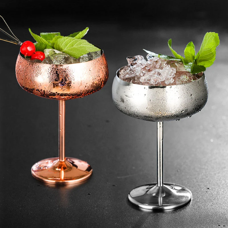 450ml Stainles Steel Cocktail Glasses Metal Champagne Goblet Cup Wedding Party Bar Restaurant Wine Cup Drinkware Accessories