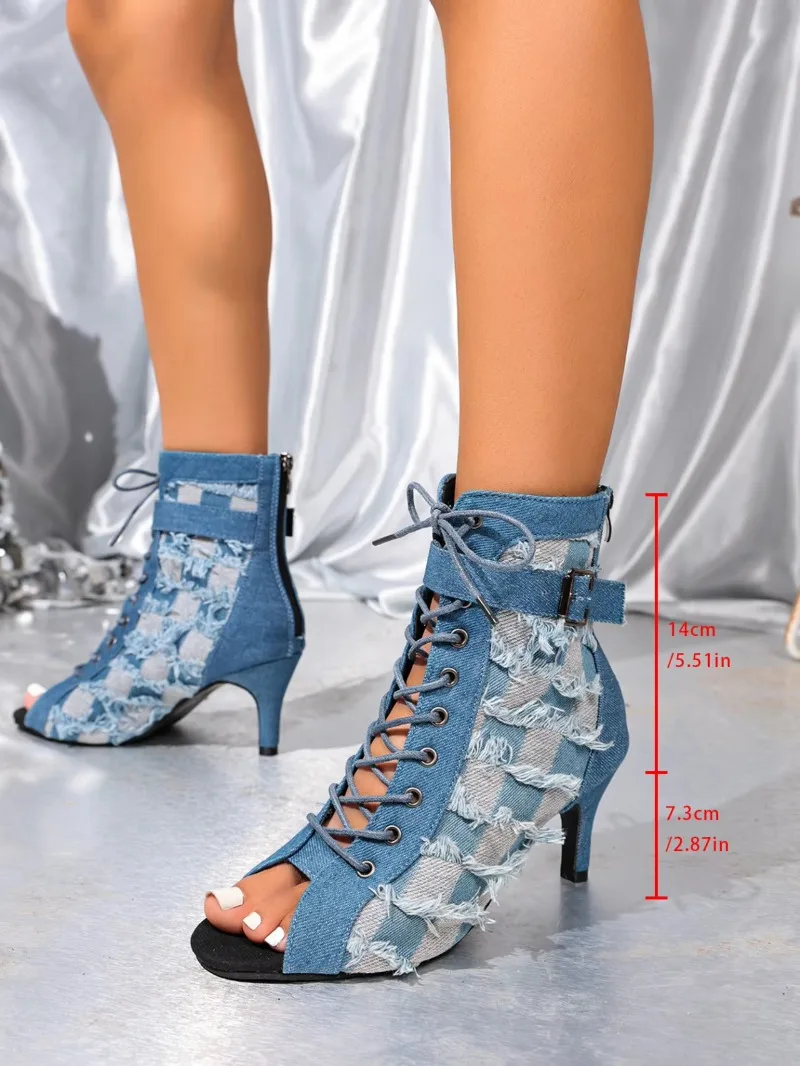 High Heel Jazz Dance 2026 Fashion Cowboy Ankle Boots, Trendy Niche Short Boots Popular with Influencers