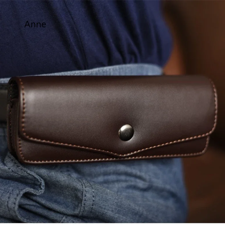 

Upscale Belt Wearable Glasses Case Men Portable Leather Reading Glasses Storage Box Phone Bags and Tool Carrying Cases