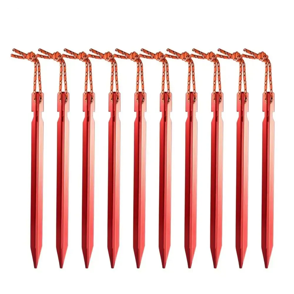 10Pcs Aluminum Tent Pegs 18cm Ultralight Outdoor Camping Ground Nails Keychain Tarp Takes Pendant Duty Travel Accessory