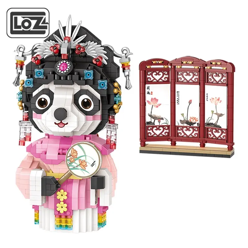 LOZ  micro particles adult difficult assembled flower shirt panda building blocks national tide opera Peking opera Huadan 