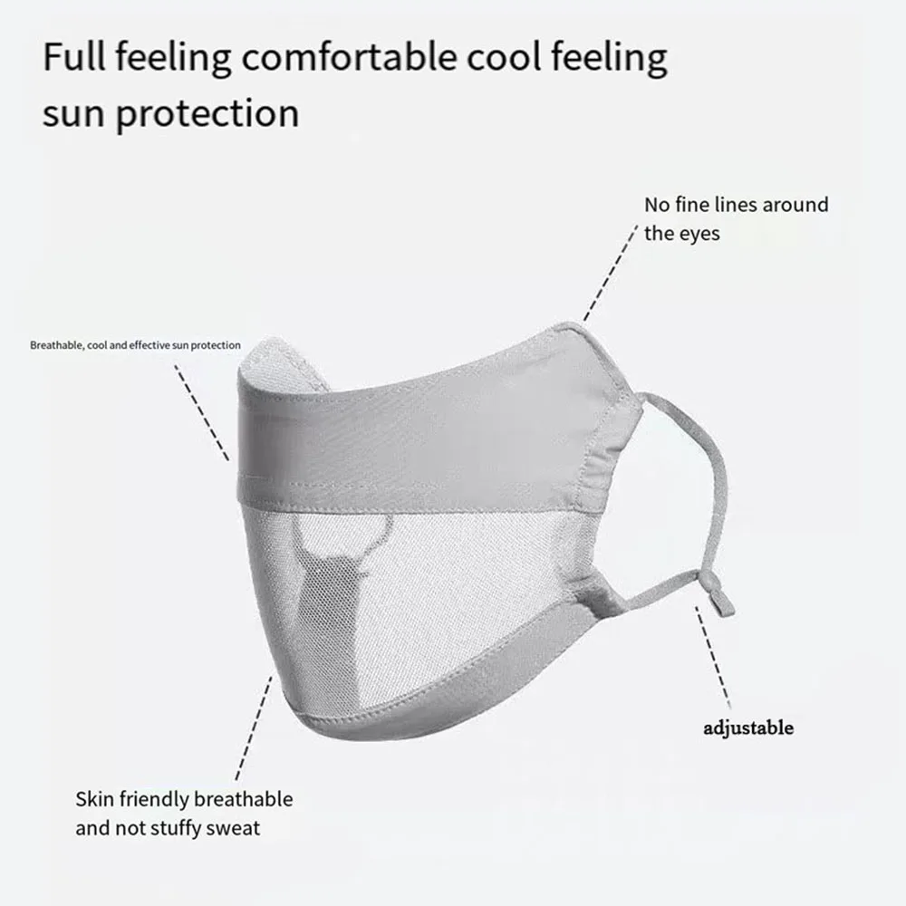 여성용 아이스 실크 페이스 커버 메쉬 베일, 얇은 통기성 마스크, UV 보호 페이스 랩, 야외 사이클링 자외선 보호 베일, 여름