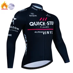 QUICK STEP 2024 Winter Cycling Jersey Men's Fleece Thermal Jacket Long Sleeve MTB Bicycle Outdoor Sports Warm Clothing