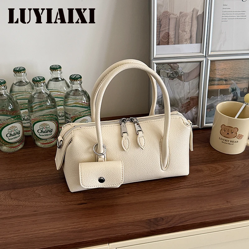 Elegant Lychee Pillow-shaped Handbag New Retro Casual Large-capacity Zipper Tote Bag,luxurious Simple High-quality Commuter Bags