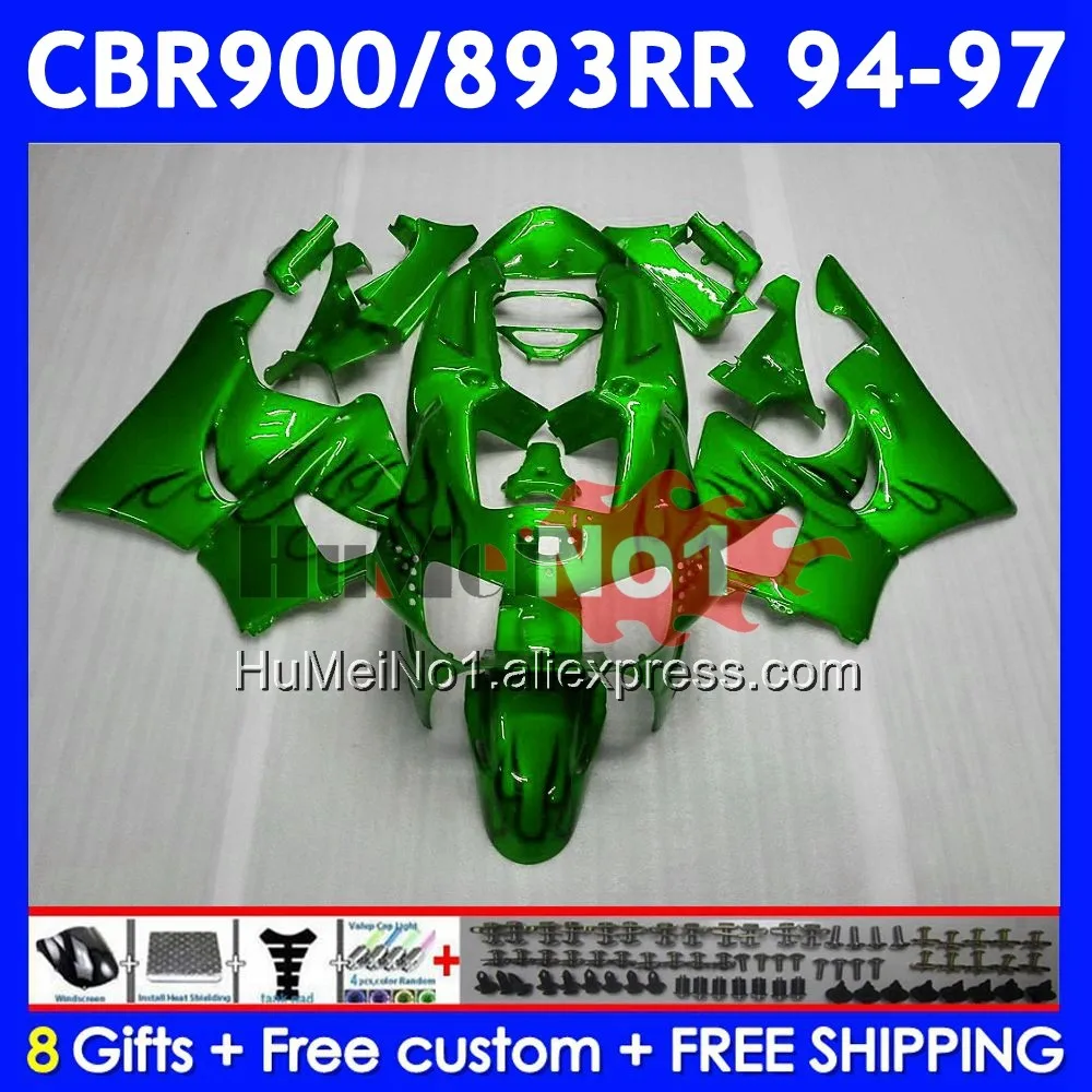 Body For HONDA CBR 893RR CBR 893 CBR900 CBR893 RR 55No.109 CBR900RR CBR893RR 94 95 96 97 1994 1995 1996 Green&flame 1997 Fairing