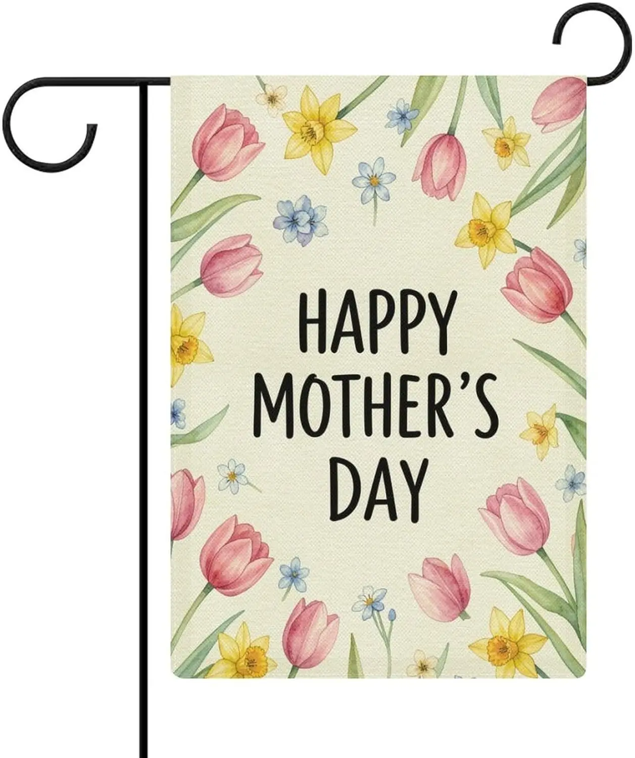 Happy Mother's Day Garden Flag 12x18 Inch Double Sided Burlap Tulip Ornament for Spring Summer Rustic Yard Decor AAS