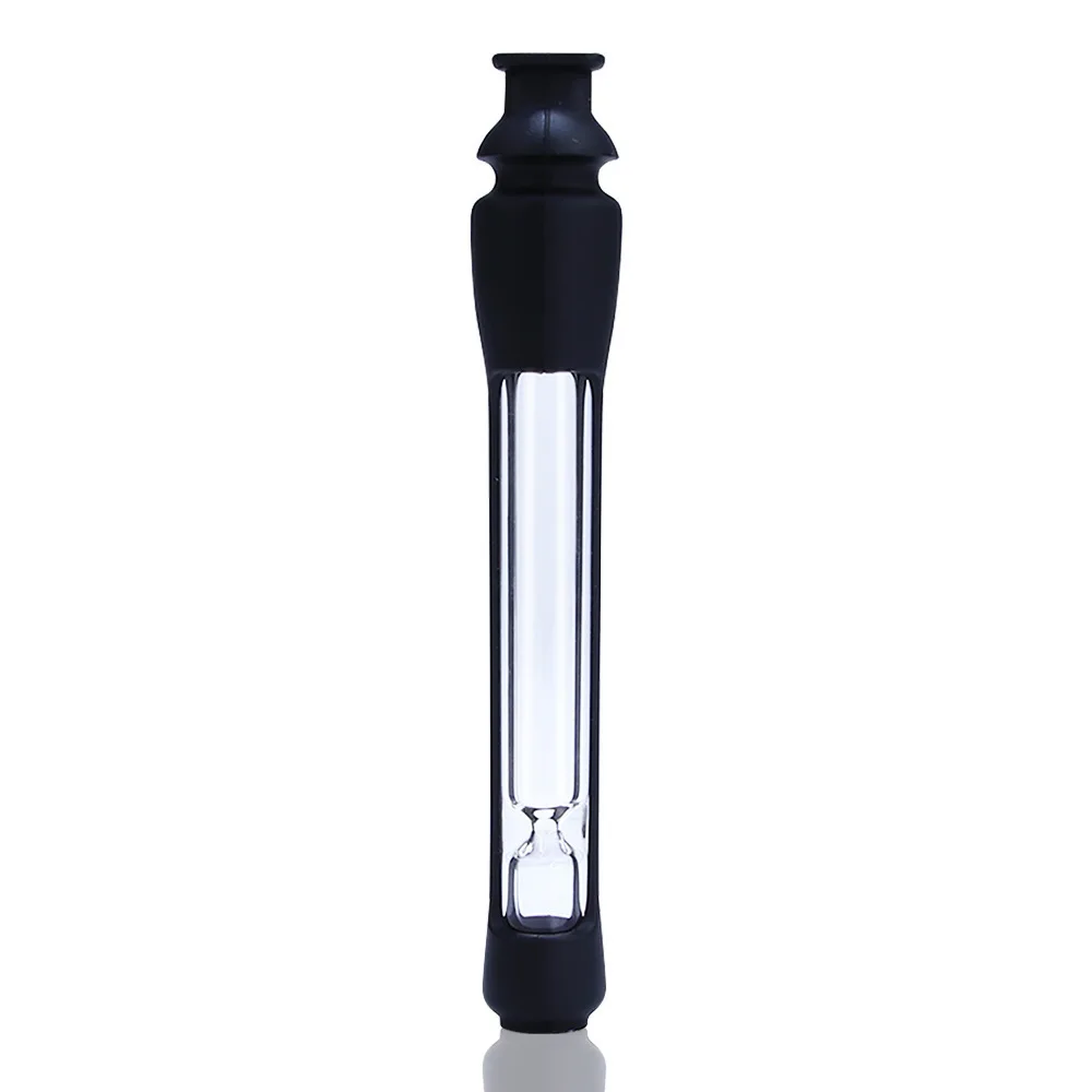 Durable Dry Herb Smoking Glass Pipe Tobacco Tube Transparent Cigar Holder With Silicone Sleeve