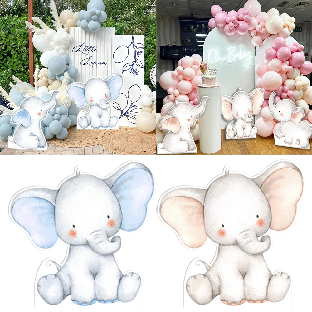 45/61/92cm Elephant Cutouts Pink Blue Baby Elephant Cute Animals KT Board for Girls Boys Baby Shower Birthday Decor Backdrop