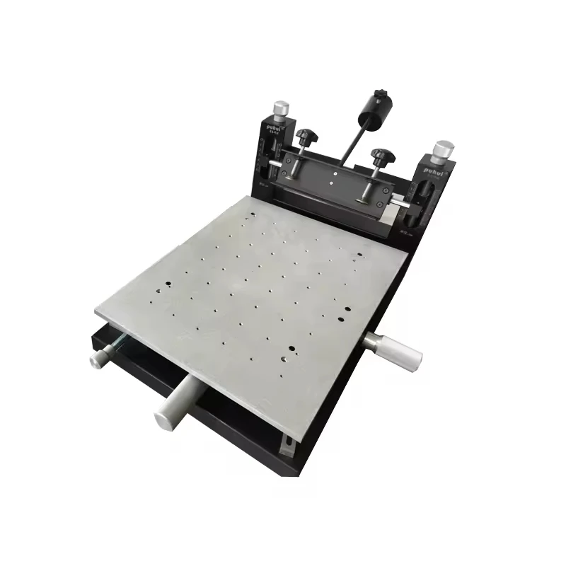 PUHUI طاولة طباعة الشاشة شبه الأوتوماتيكية معدات SMD طاولة الطباعة اليدوية PCB تحديد المواقع بدقة اللوحة المزدوجة