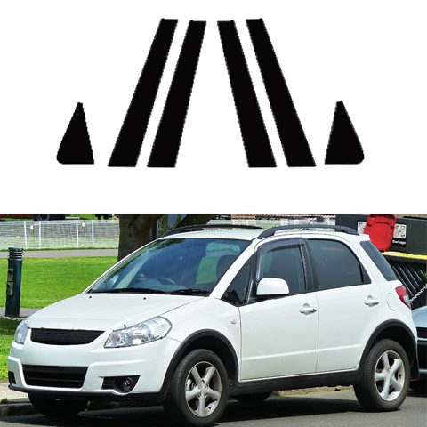 Подходит для хэтчбека Suzuki SX4 2006 2007 2008-2013 глянцевая черная дверь окно столб отделка Обложка Наклейка
