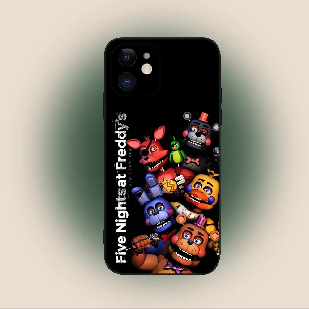 FNAF F-Five N-Nights at-Freddys Phone Case For iPhone 15,14,13,12,11,Plus,Pro Max,XS,X,XR,SE,Mini,8,7 Soft Silicone Black Cover