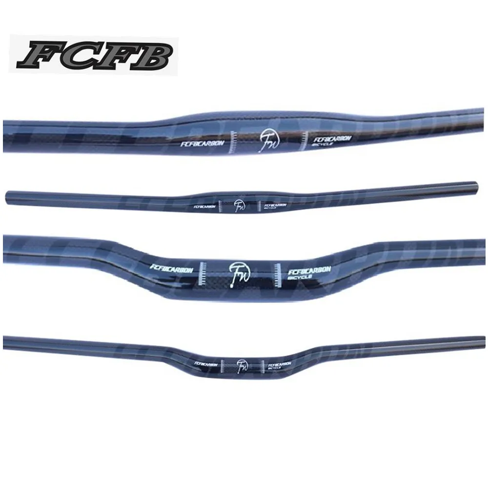 FCFB rower górski 3K pełne włókno węglowe płaskie poziome węgla kierownica rowerowa części rowerowe MTB 31.8*580-760mm czarny błyszczący