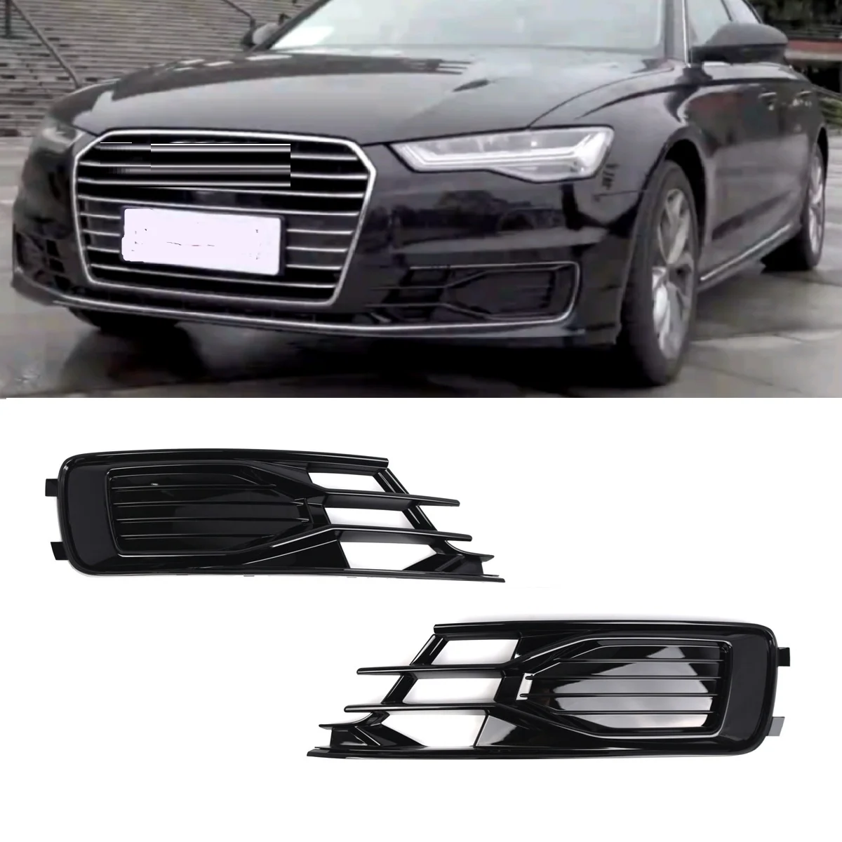 

Front bumper Foglight Fog light frame Grille Cover for Audi A6 C7 2016 2017 2018