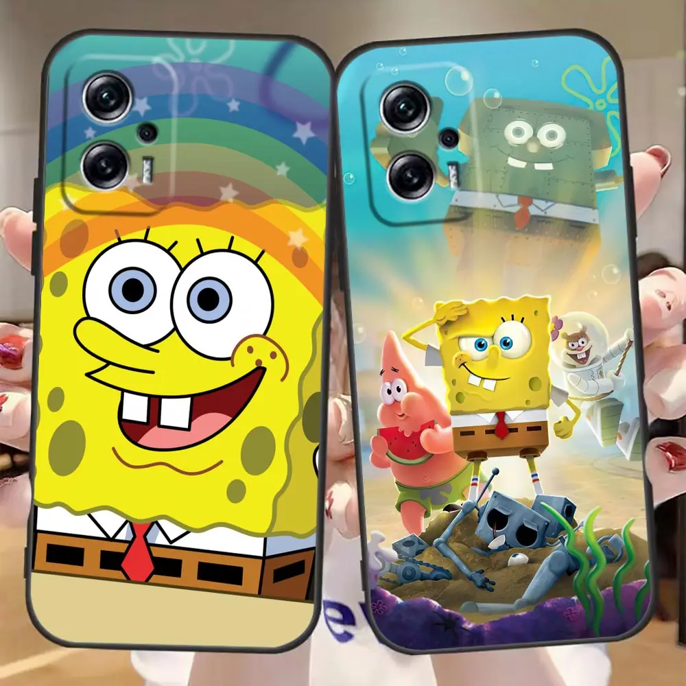 Happy S-SpongeBob S-SquarePants Phone Case For Redmi Note 13 12 11 10 9T 9S 9 8 7 6 A1 Pro 5G Case Funda Coque Shell Capa Cover