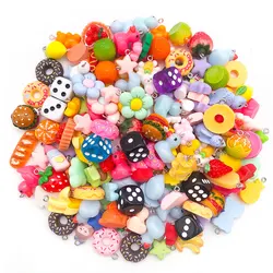 Randomly 10/20Pcs Styles Colorful Resin Cute Animal Fruit Food Charms Pendants For Jewelry Making Necklace Bracelets Earrings