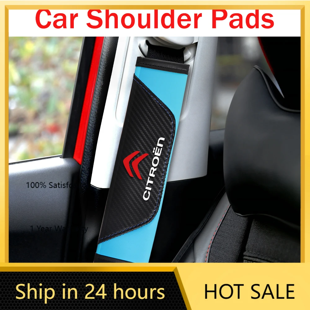 

2026 Hot Car Sticker 2pcs Leather Car Styling Seat Belt Cover Seatbelt Shoulder Strap Protector Pads For Citroen C3 C4 Picasso C