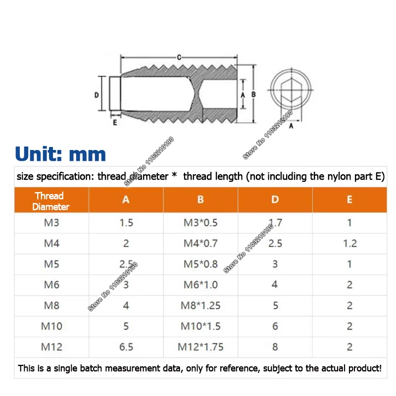 Hex Socket Nylon Dog Point Set Screw M2 M2.5 M3 M4 M5 M6 M8 M10 M12M16 Stainless Steel Plastic POM Convex Tip Grub Headless Bolt