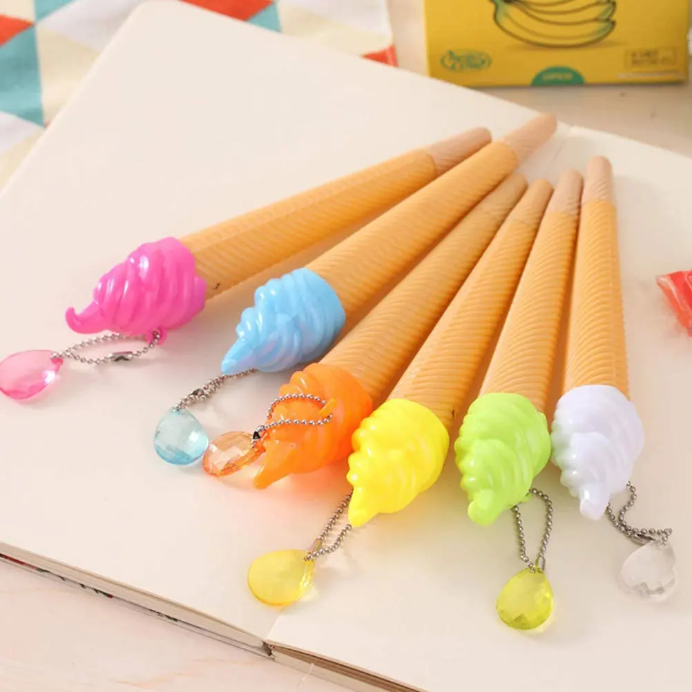 

10Pcs Ice Cream Writing Pens Cartoon Gel Ink Pens Comfortable School Students Signature Office Supply Party Gifts